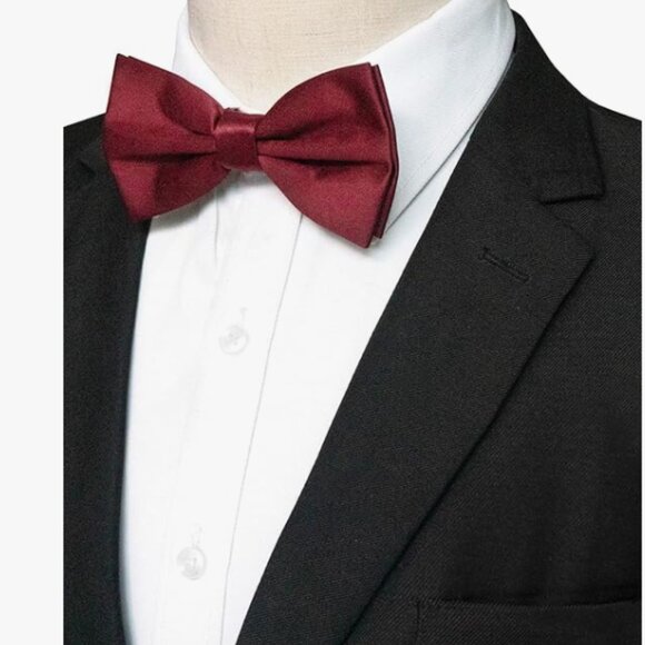 Solid Color Pre-tied Bow Tie Adjustable Bowtie Burgundy Klikel Burlet NEW - Picture 4 of 4